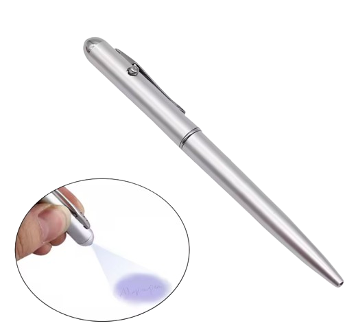 osynlig bläckpenna med ljus