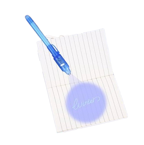 osynlig bläckpenna med ljus